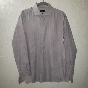 Hugo Boss Sz M (41 / 16) Slim Fit Men's Black Red Plaid Button Down Dress Shirt